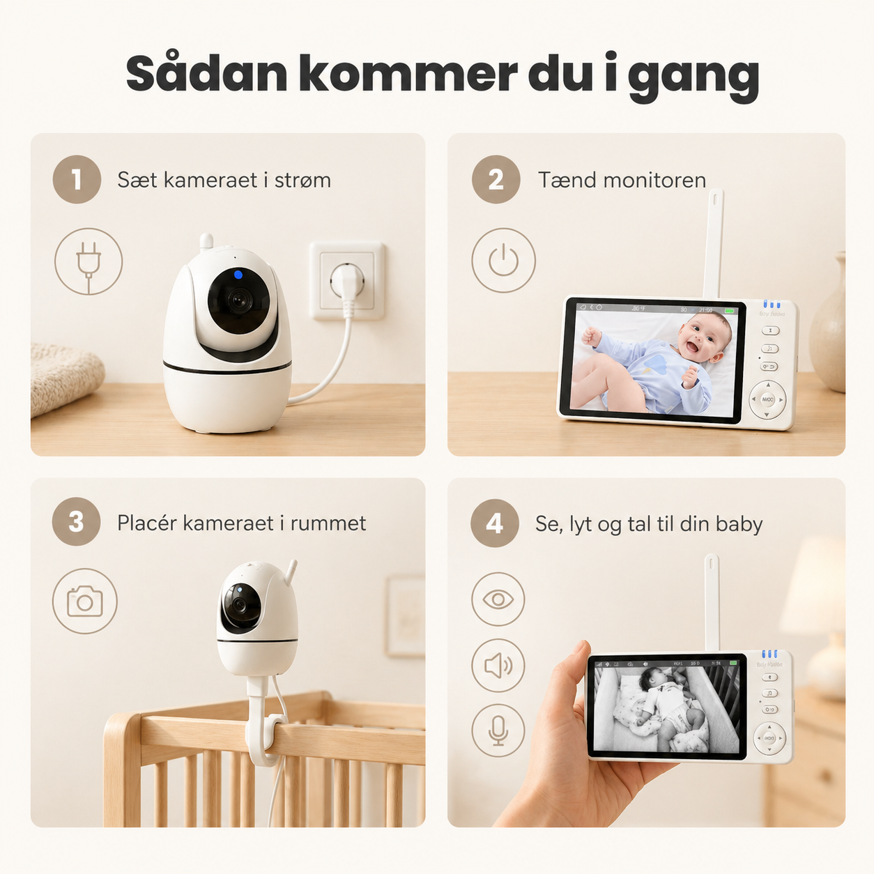 Swirly BabyGuard – Baby Monitor med Kamera og Alarm