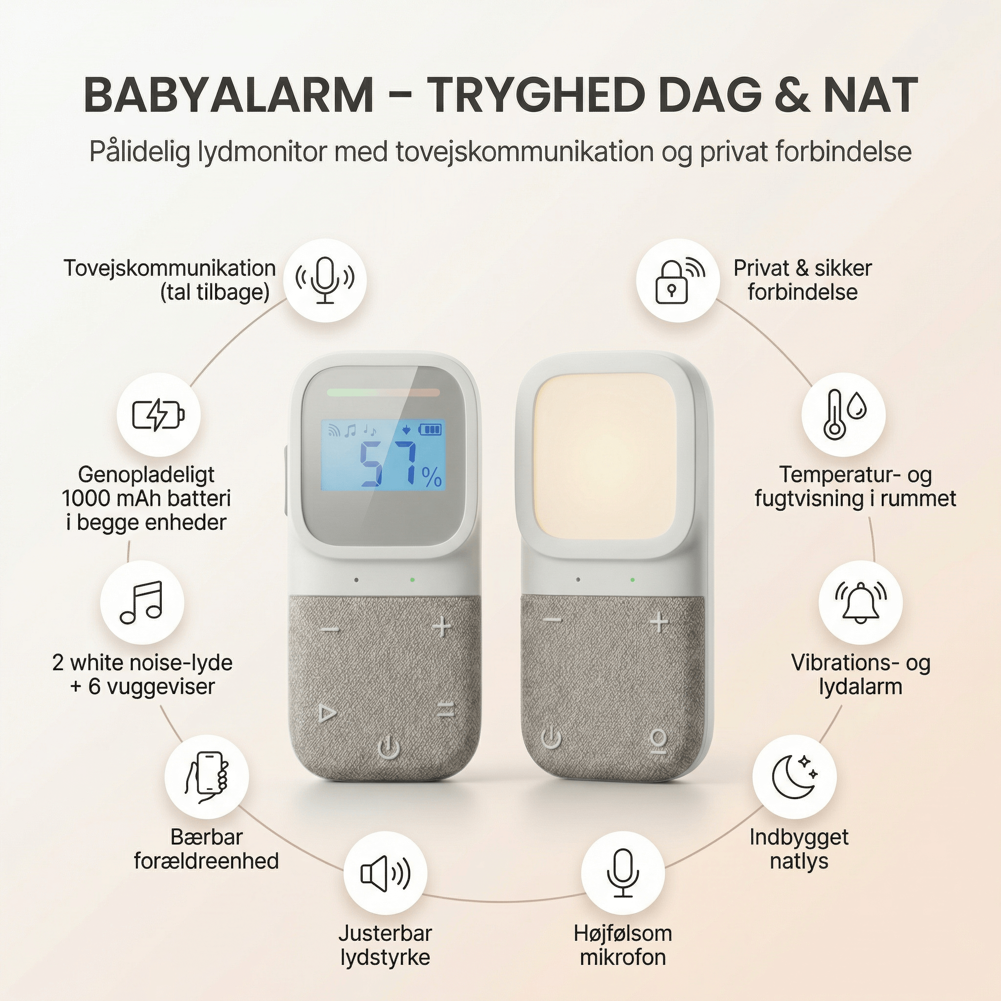 Swirly One – Babyalarm med klar lyd og roligt design